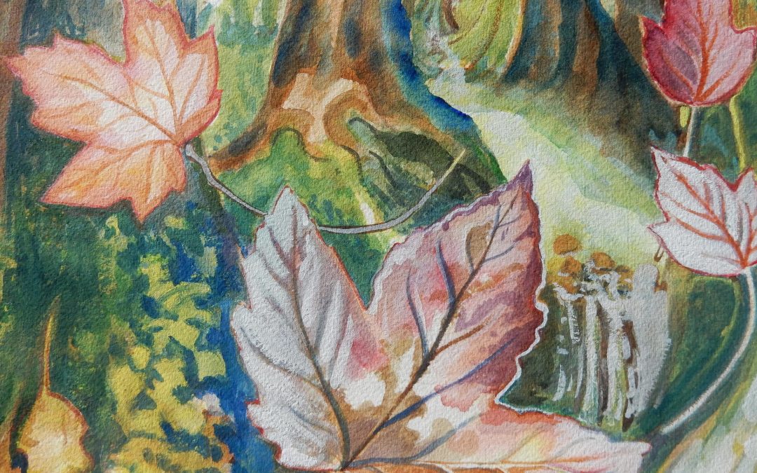 Into the Woods, watercolor, 7 3/8″ x 10 3/8″