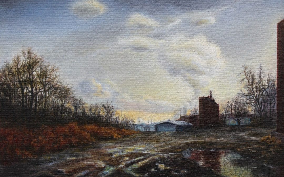Factory at Twilight, oil on canvas