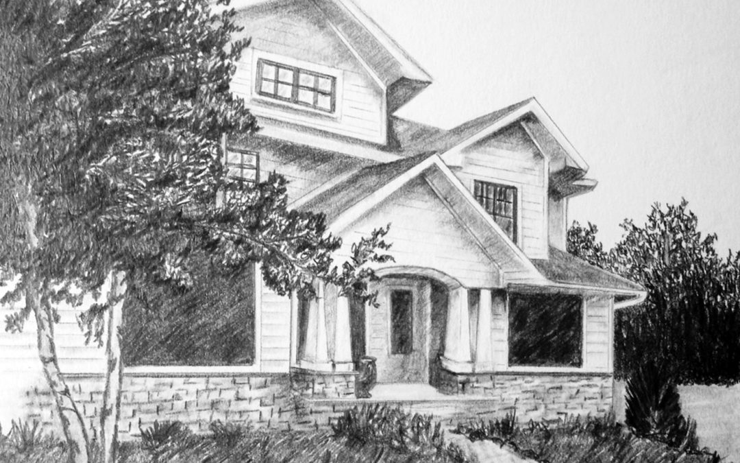 McBride’s Home, pencil on paper, 5″ x 7″