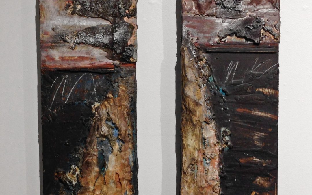 Untitled Diptych, Mixed Media on Wood, 36″ x 8″ ea.