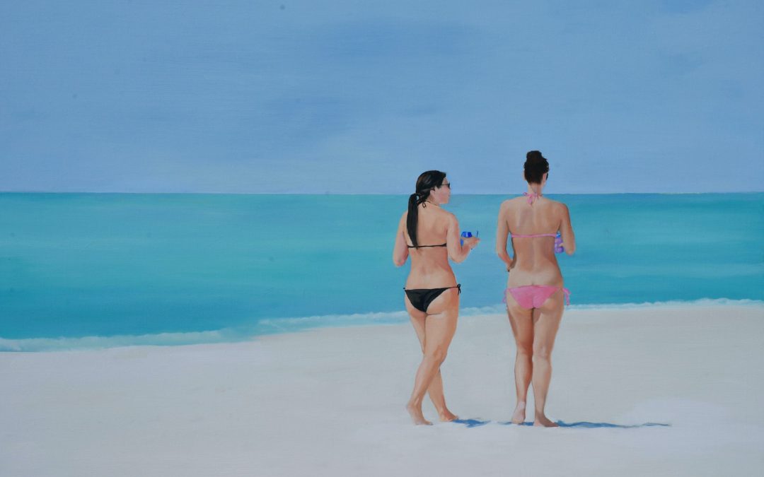 Siesta Key Beach Girls, oil on canvas, 36″ x 48″