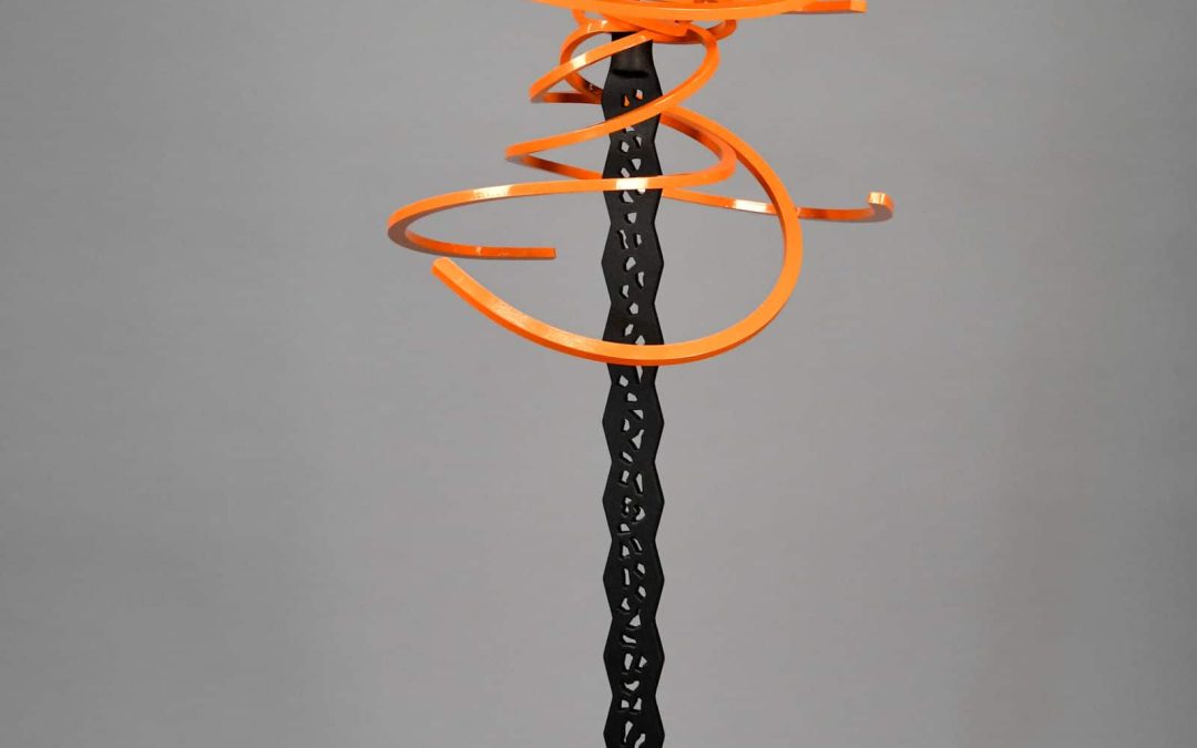 Cosmic Orange 8 Arm Torque on Kuiper Belt Base, power coat painted steel plate