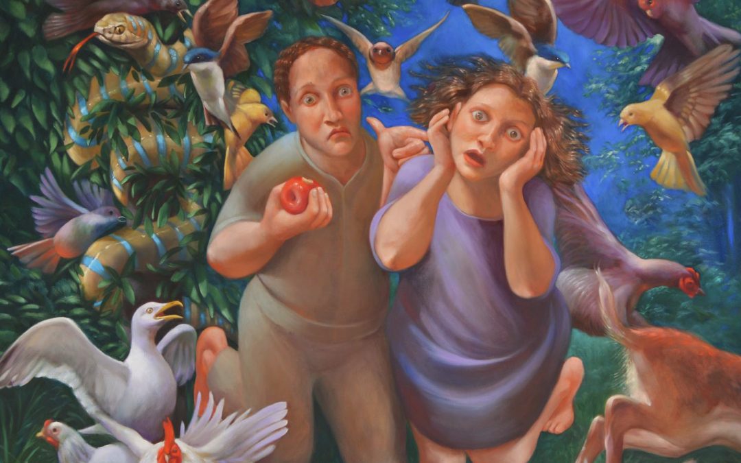 The Expulsion of Adam & Eve from the Garden of Eden, oil on cavas, 48″ x 48″