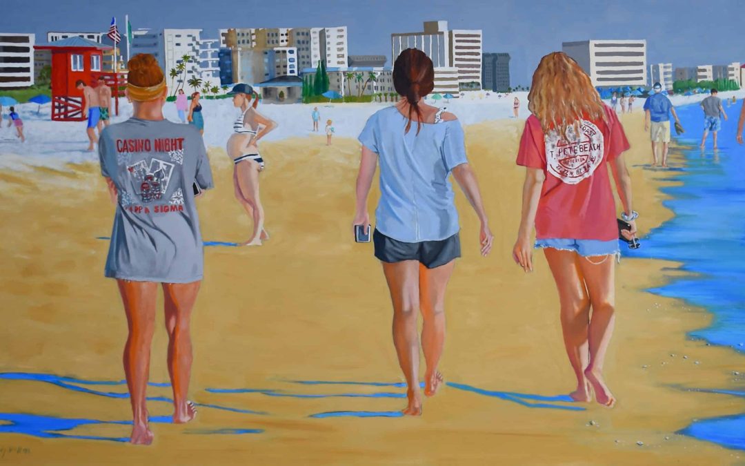 City Beach, Oil on canvas, 40″ x 72″ x 1.5″