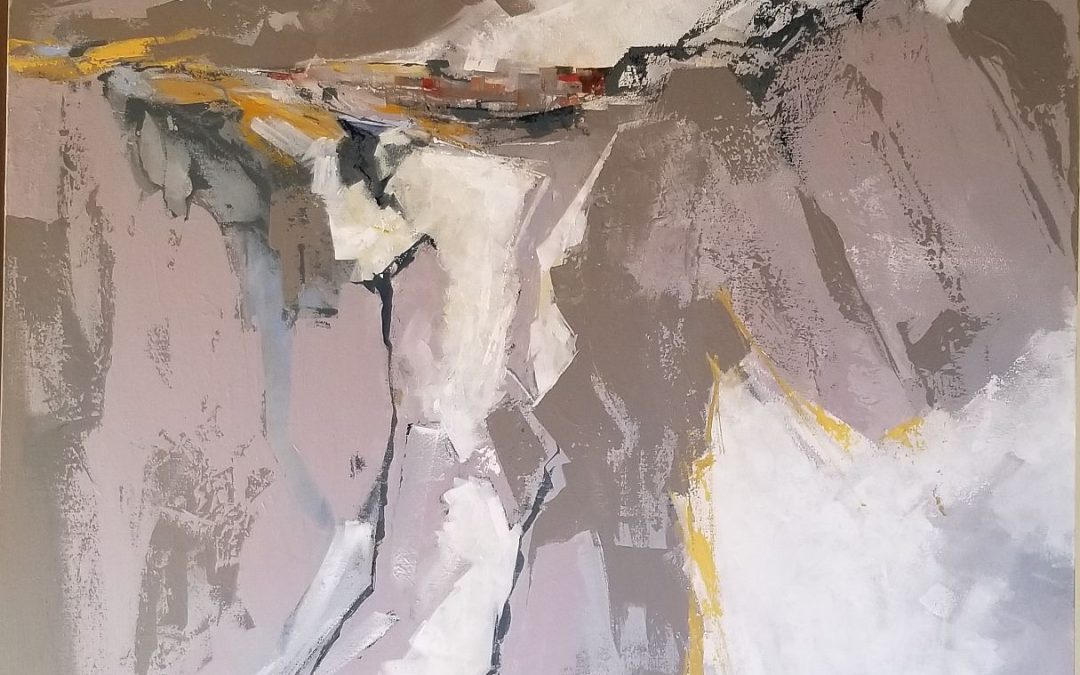 Snow & Falling, acrylic on canvas, 36″ x 36″